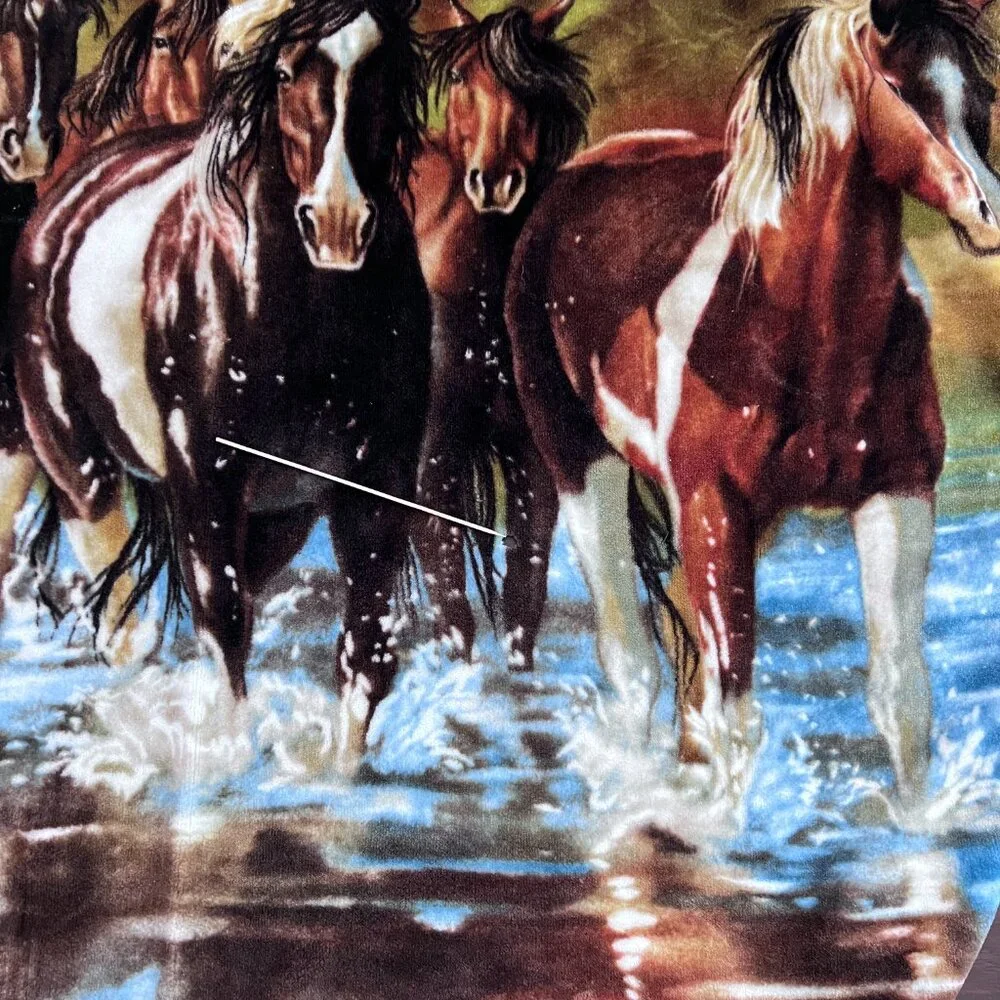 Horses Rush Hour Throw Blanket by Northwest – Plush Soft Fleece 55” x 39” - READ